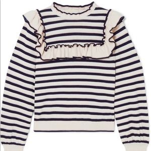 Striped Ruffle Sweater - Black and White